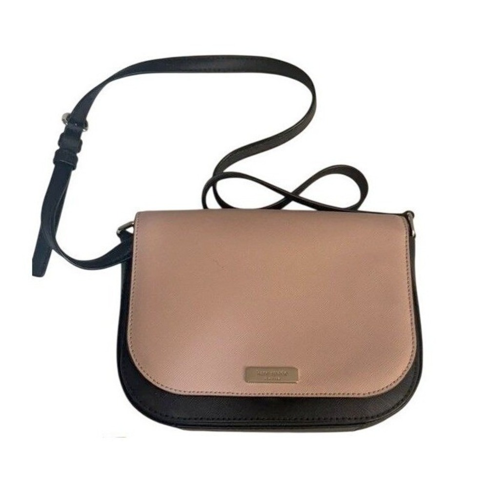 Kate Spade New York Saffiano Leather Crossbody Bag Pink Black Two-Tone Small